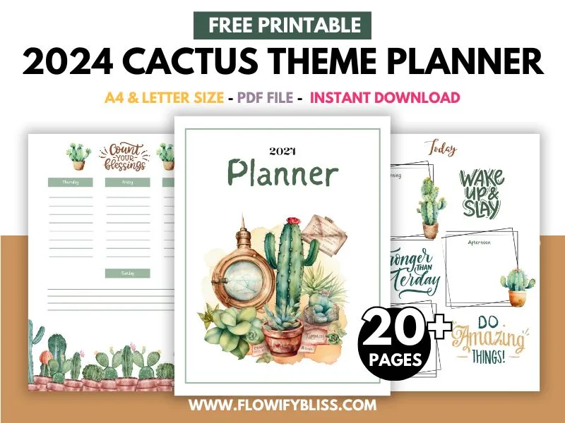 2024 Cactus themed Planner