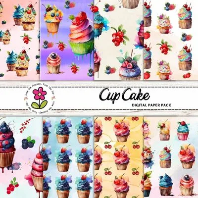 Cup Cake Digital Paper Pack