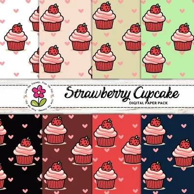 Strawberry Cupcake Digital paper