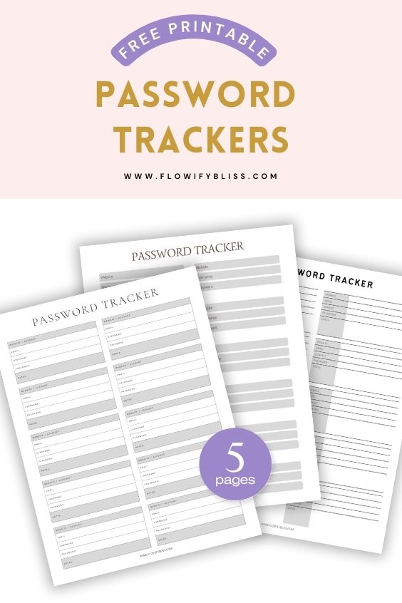 Free Printable Password Trackers to Download Instantly