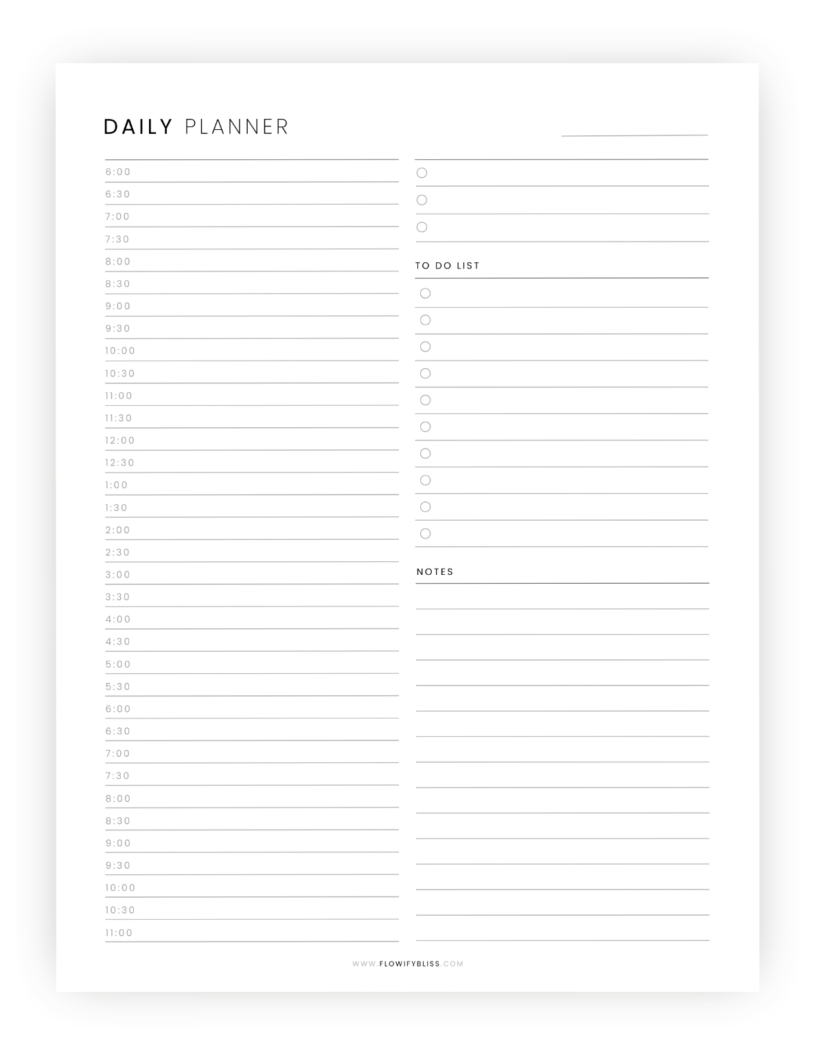 24 hour daily planner printable