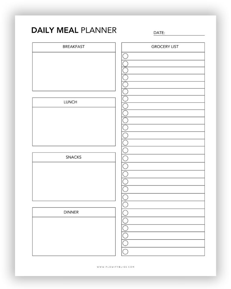 Free Printable Meal Planner - Flowify Bliss