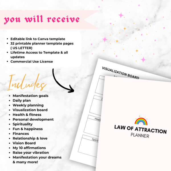 editable-law of attraction-planner-templates