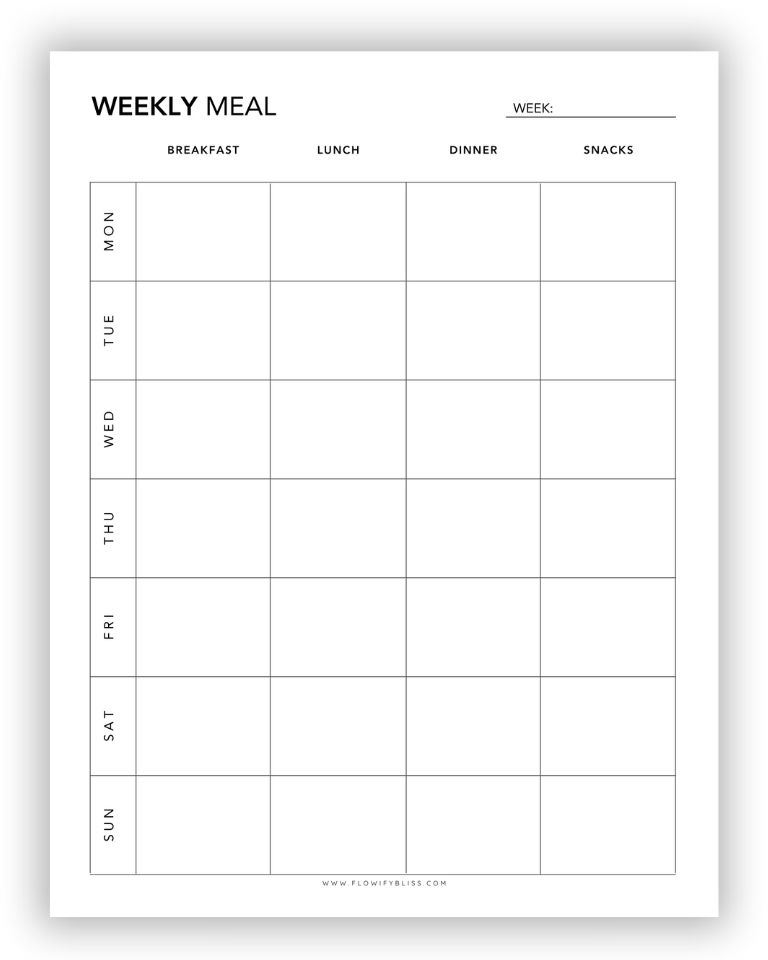 Free Printable Meal Planner - Flowify Bliss