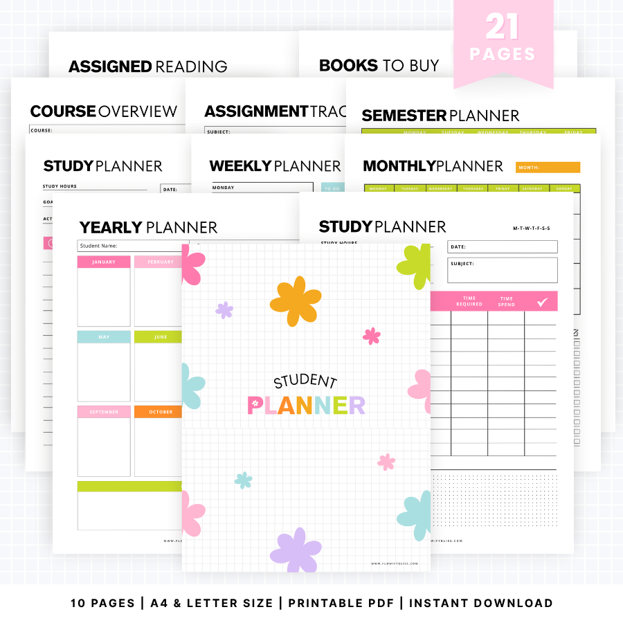 student-planner-printable-instant download