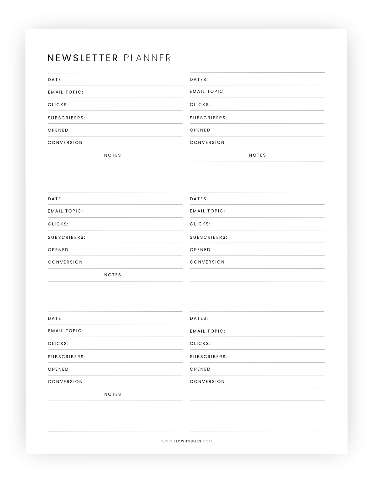 newsletter planner printable pdf
