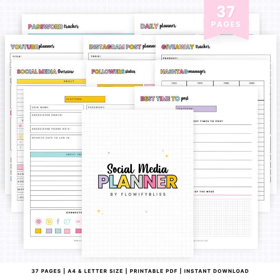 social-media-planner-printable-pdf-instant download