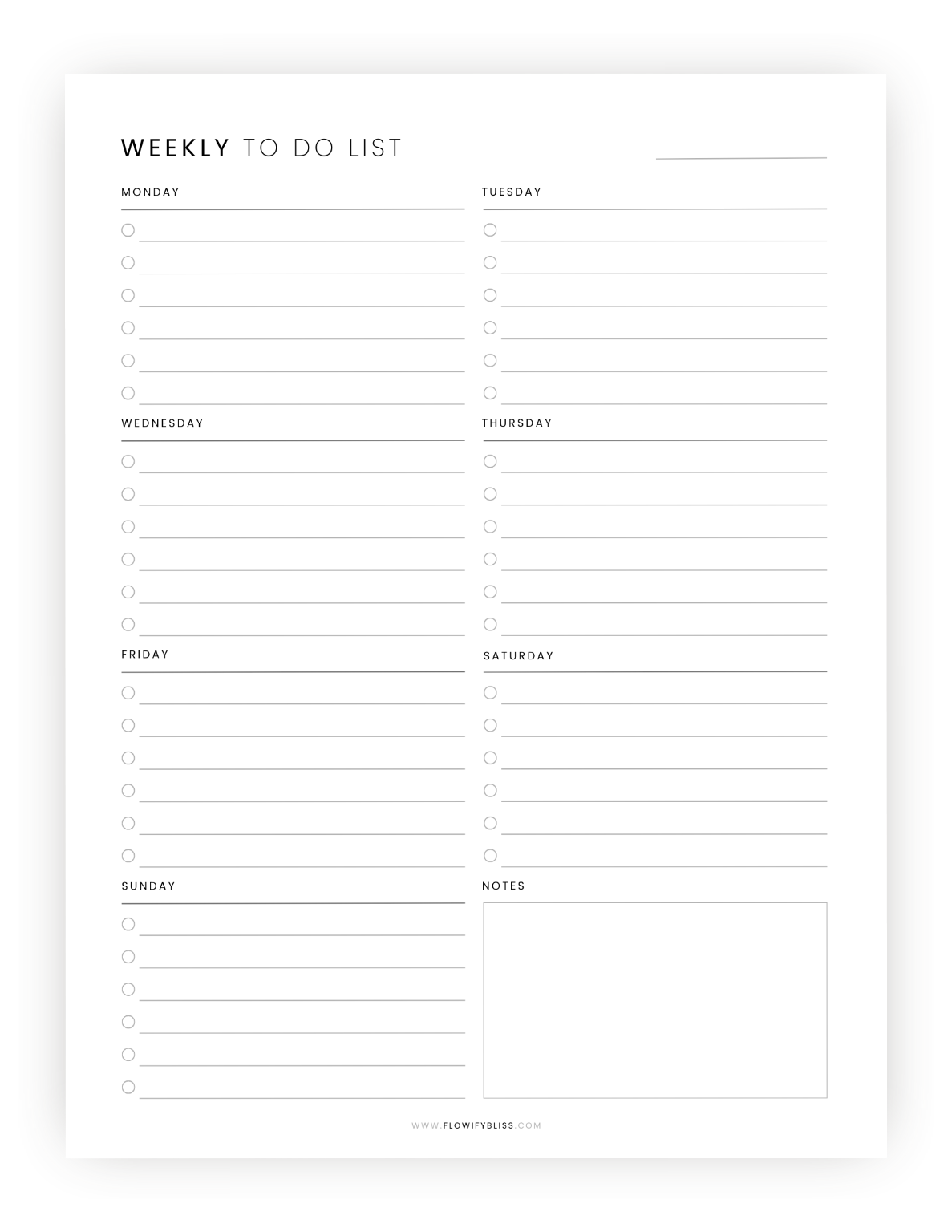 weekly to do list mon start printable pdf