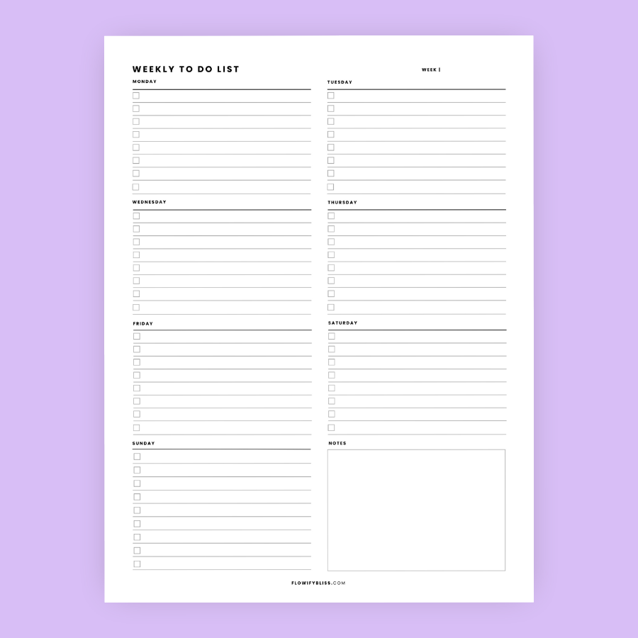 weekly to do list mon start printable