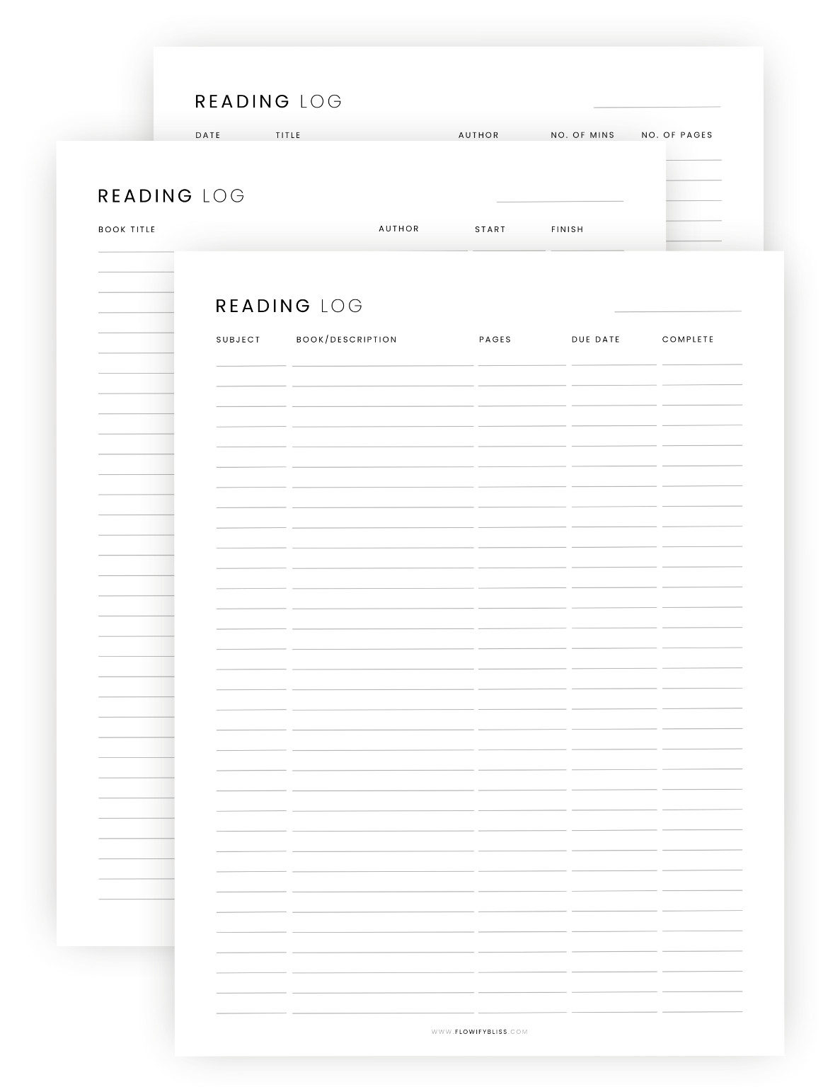 reading log printable 2
